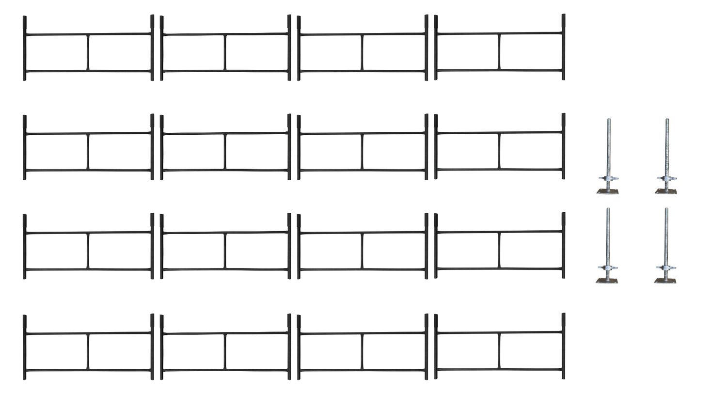 Rusztowanie warszawskie - Zestaw 16 sztuk + 4 stopki regulowane