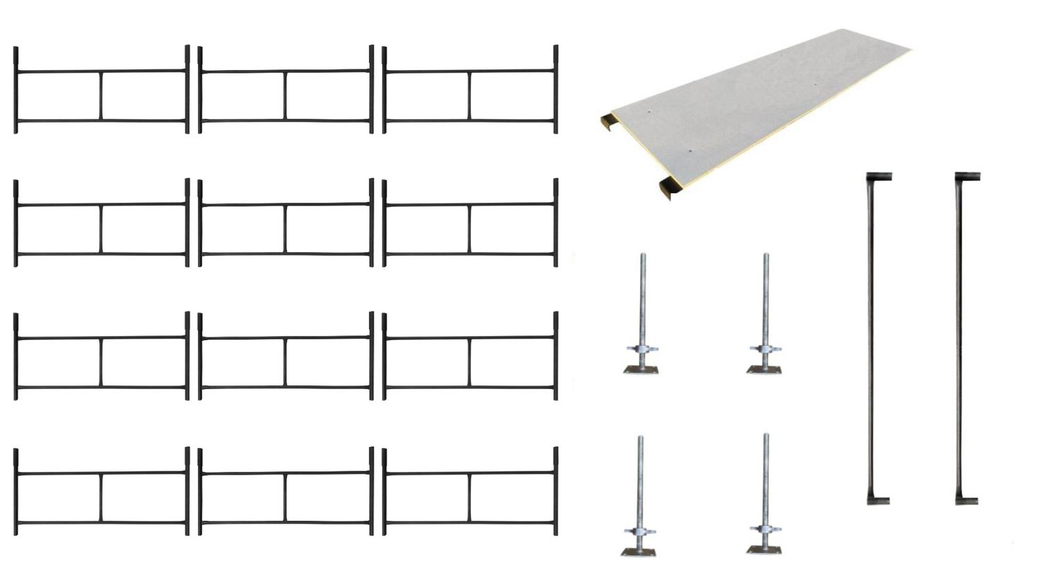 Rusztowanie warszawskie - Zestaw 12 sztuk + Podest + zestaw stóp + poręcza