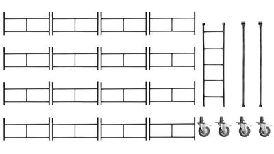 Rusztowanie warszawskie - Zestaw 16 sztuk + 4 koła 160 mm + dwie poprzeczki + drabinka