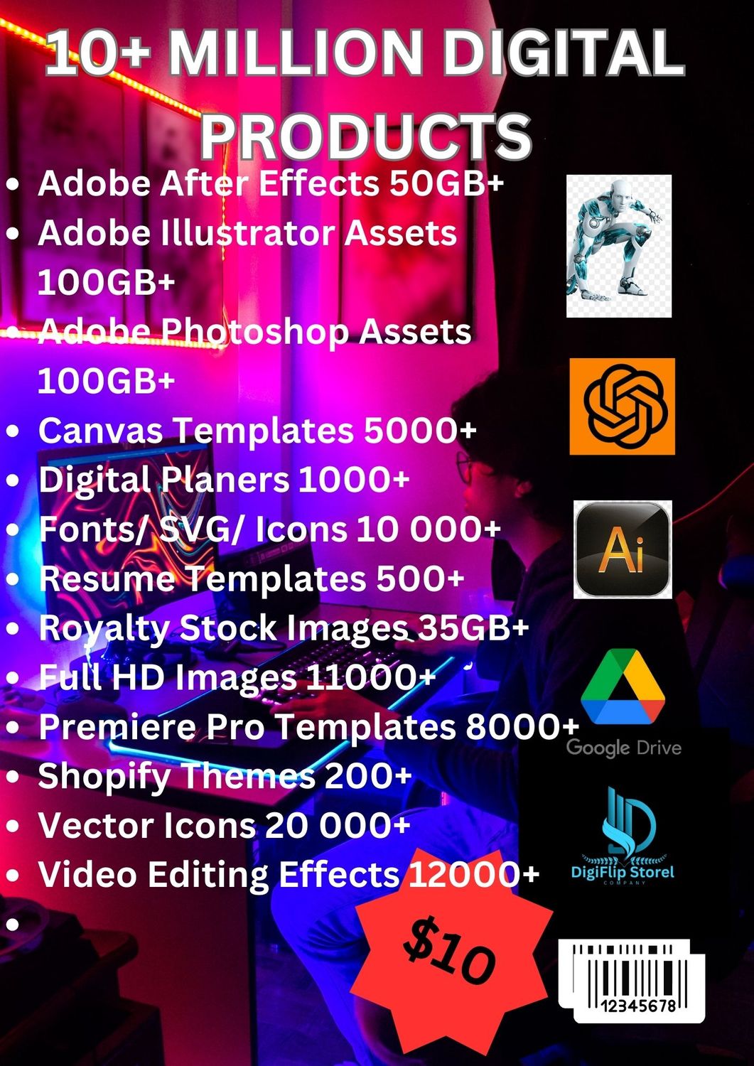 ,,10+ Million Digital Products,,,