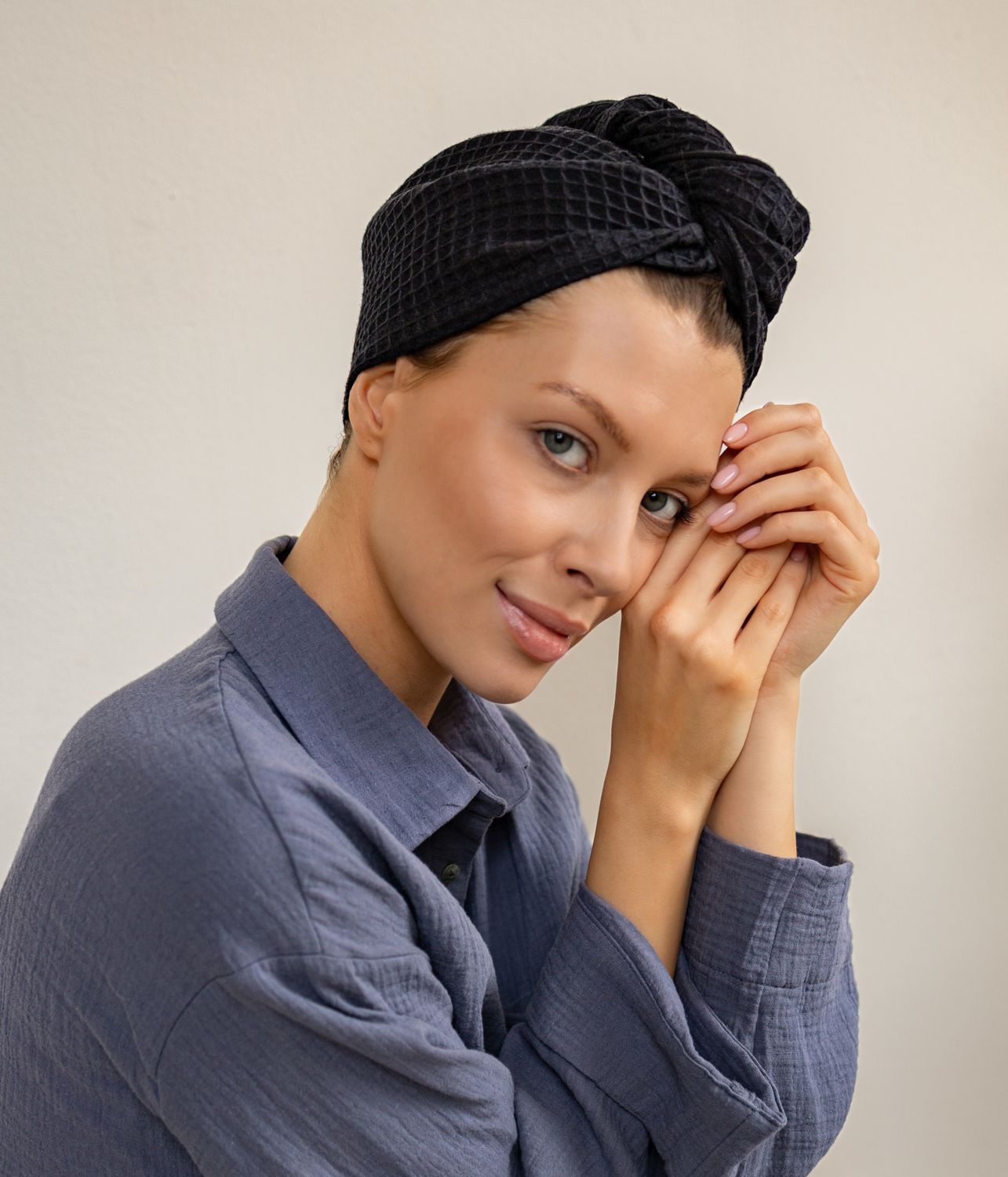 HAIR TOWEL WRAP Turban Czarny