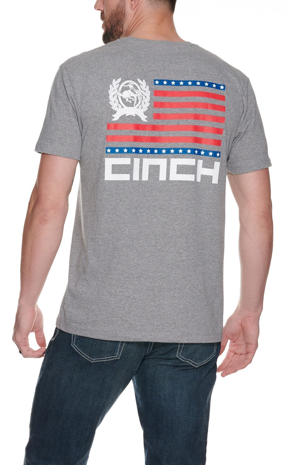 Cinch - T-Shirt Grey Back Flag
