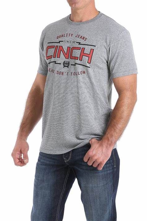 Cinch - T-Shirt Grey Quality Red Jeans