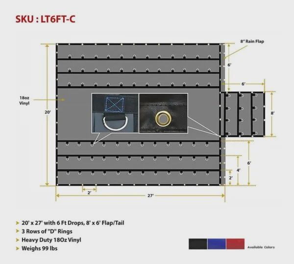 Tarp - Heavy Duty 18oz Lumber Tarp 20x27 (6' Drop)