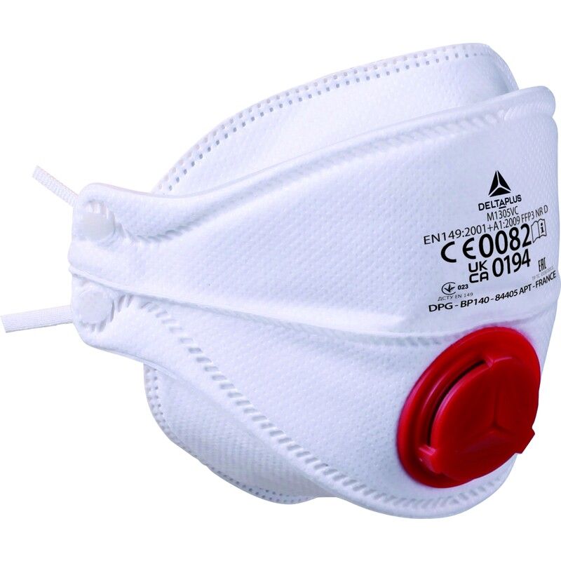 Delta plusM1305V Wegwerp adembescherming Doos met 10 FFP3-filtermaskers (ventiel)  Masker met 4 opvouwbare flappen aanpasbaar voor alle gezichtstypes. Verstelbare neusklem