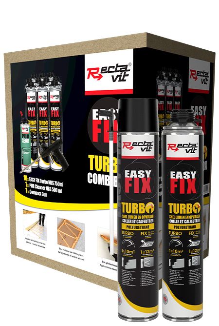 Rectavit Easy Fix Turbo Combibox PU-Lijm (10 stuks) met pistool en cleaner Rectavit Easy Fix Turbo Combibox PU-Lijm (10 stuks) met pistool en cleaner