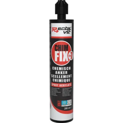 CHIM FIX ETA7  Universeel, 2-componenten chemisch anker voor het spanningsvrij bevestigen van zware lasten in beton, natuursteen, hol en vol .   Kan ook  per 12 stuks/doos