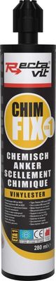 Rectavit chimfix chemisch anker ETA-1 280ml Chemisch anker universeel 2 componenten lijm voor bouwspecialiteiten ,zwembaden,zeewater.   Per stuk of 12 per doos.