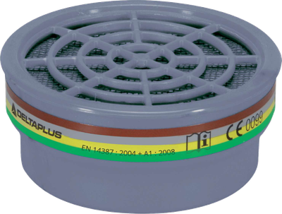 DELTA PLUS M6000E ABEK1 Vervangbare filterpatronen voor JUPITER halfgelaatsmasker. Set van 2 gecombineerde multifunctionele A1B1E1K1-filterpatronen voor  M6200 JUPITER en M6400 JUPITER.