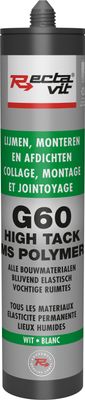G60 High Tack Supersterke, elastische montagelijm en afdichtingskit op basis van MS-polymeren voor het lijmen en monteren op alle gangbare … BLACK