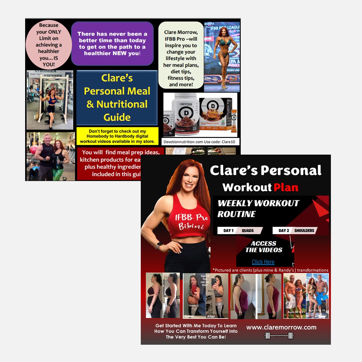 Clare&#39;s Best Deal Fitness Package. Includes: Clare&#39;s Complete Meal Plan Plus My Workout Plan!