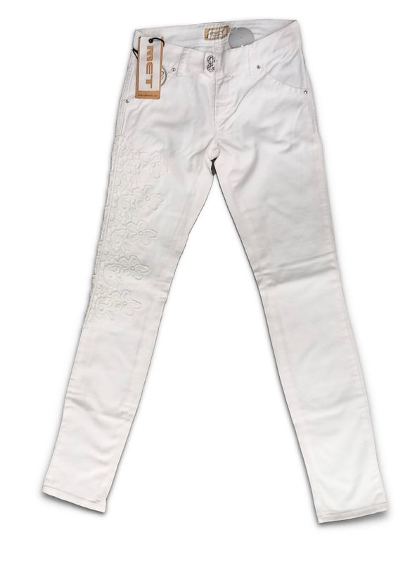 Jeans donna bianco MET applicazione bianca Jeans donna bianco MET applicazione bianca