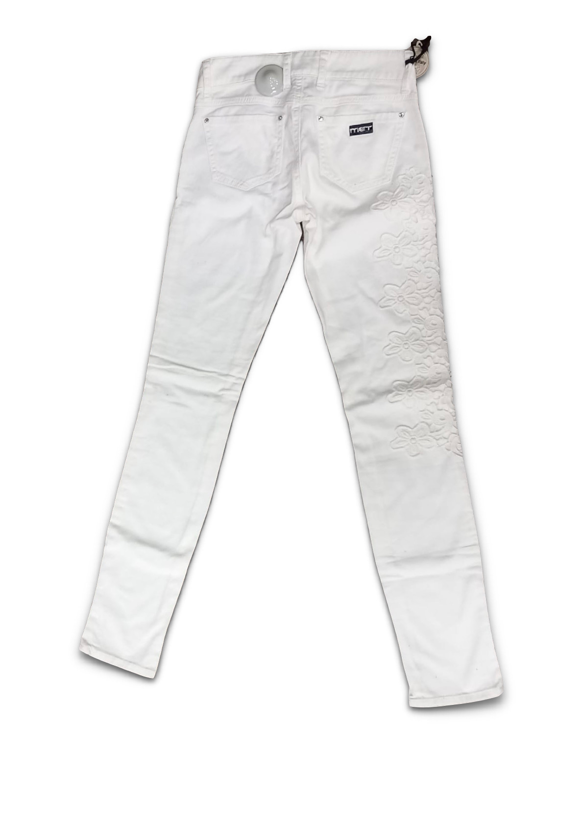 Jeans donna bianco MET applicazione bianca
