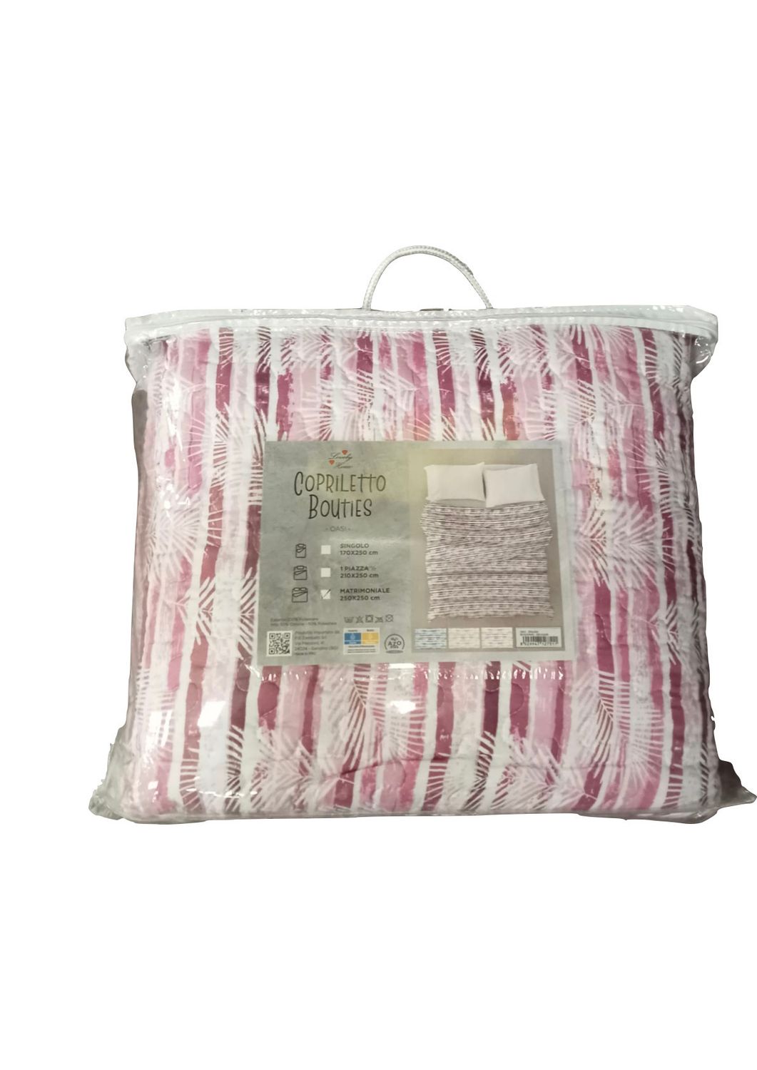 Copriletto 2 piazze rosa, bianco
