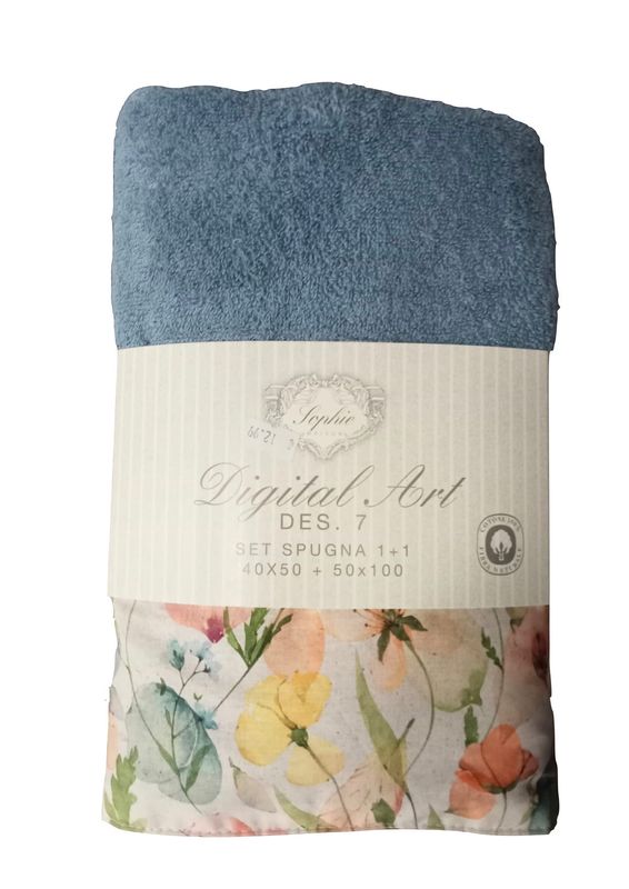 Set spugna blu con fiori
