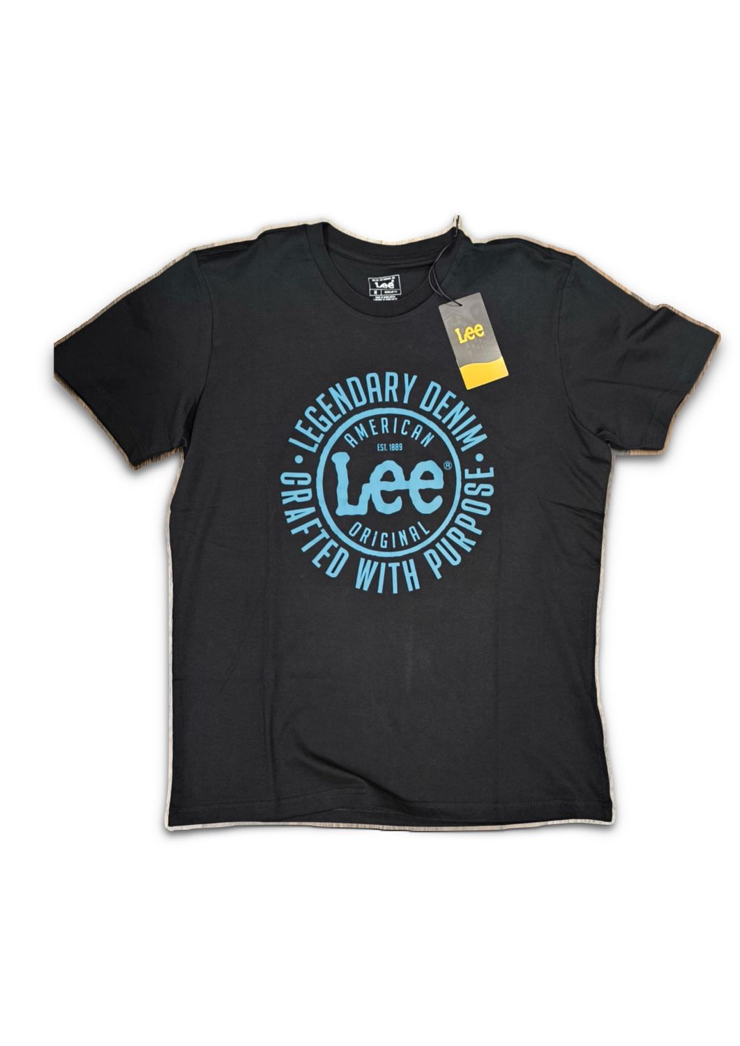 T shirt uomo LEE nera stampa azzurra