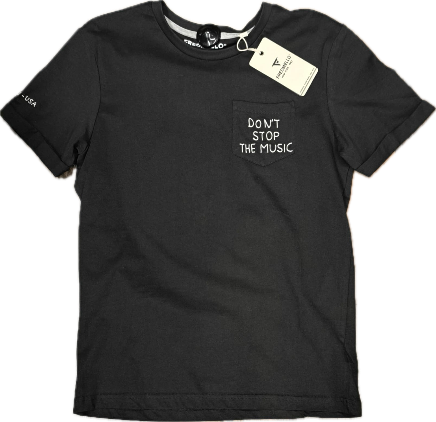 T shirt nera uomo con taschino Fred Mello