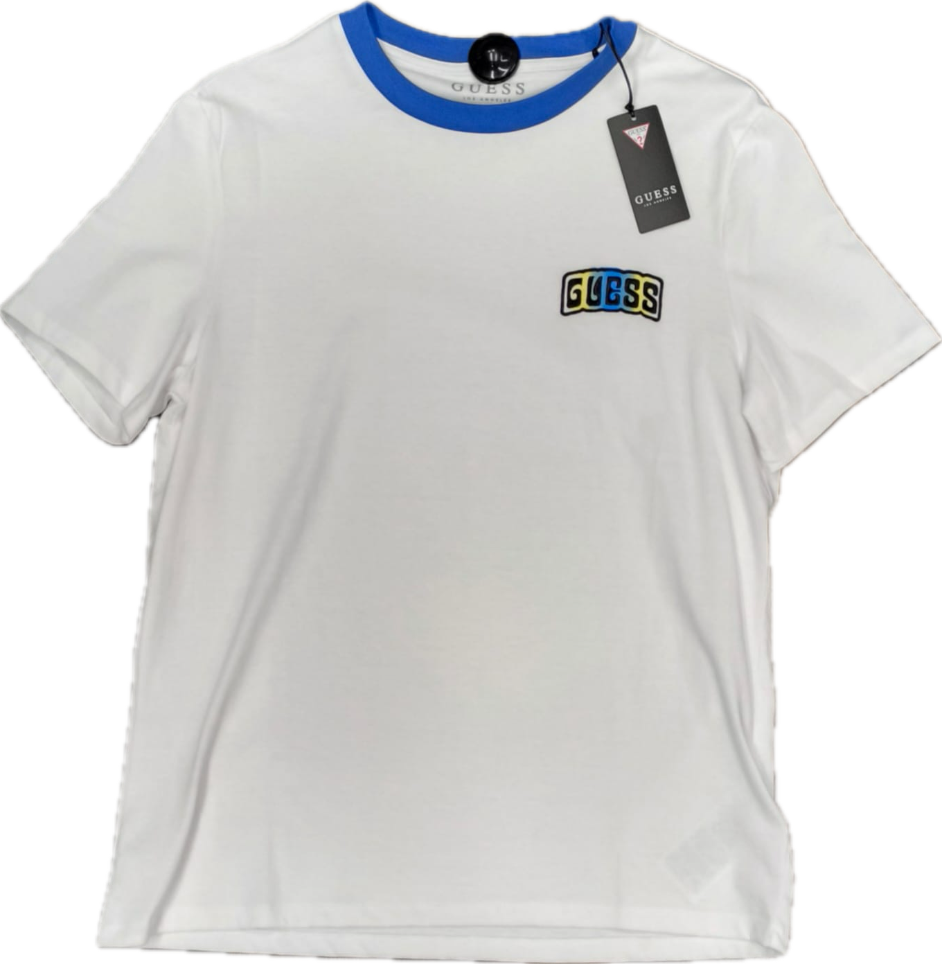 T shirt uomo bianca Guess profili blu