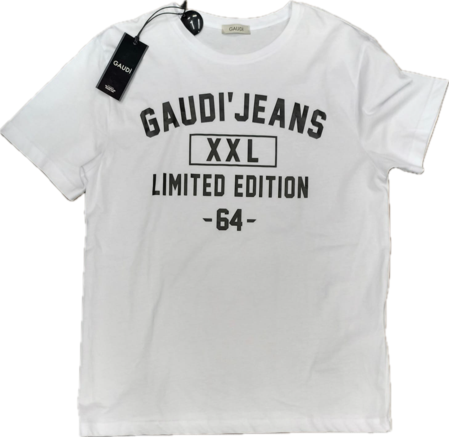 T shirt uomo bianca Gaudì scritta nera
