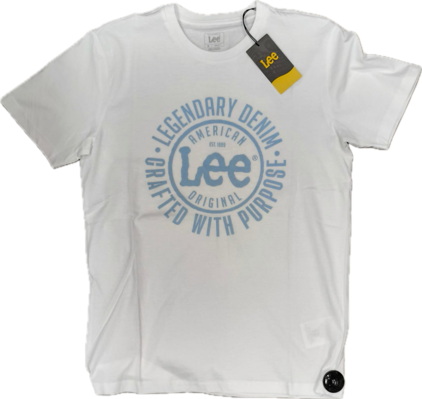 T shirt uomo bianca Lee stampa azzurra