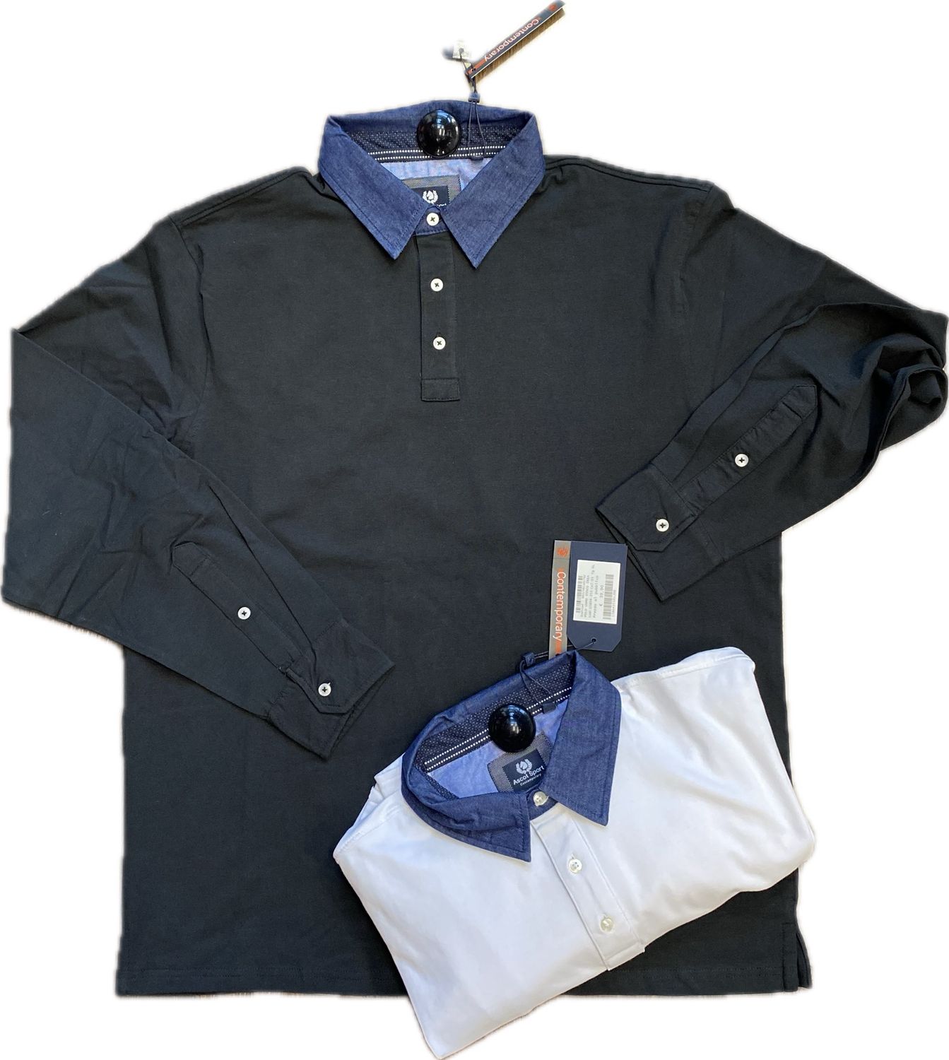 Polo uomo Ascot manica lunga cotone