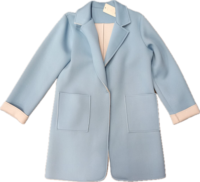 Cappotto donna azzurro beige stile muta