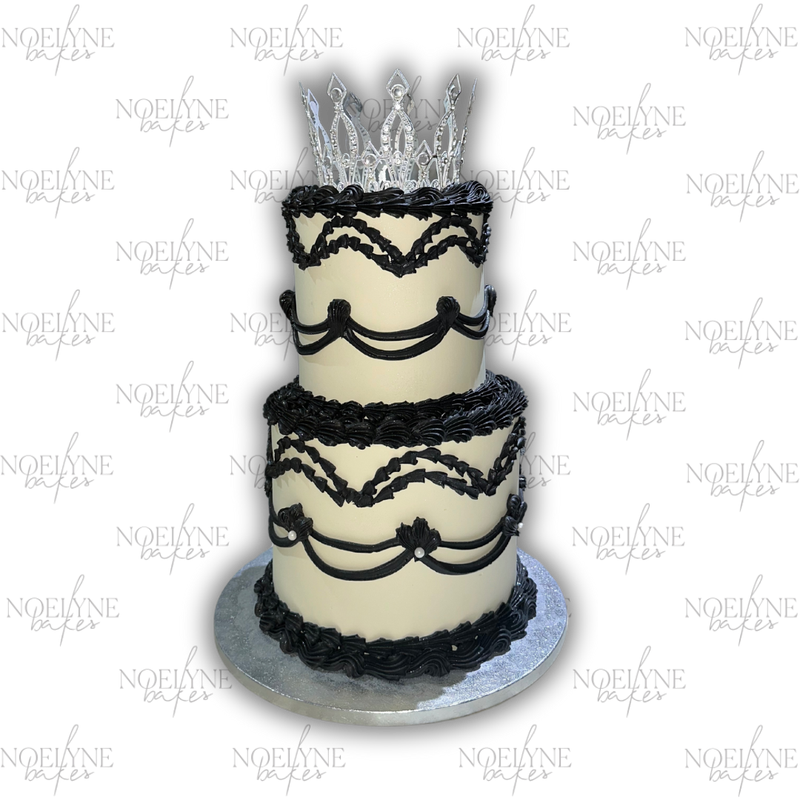 Two Tiered Lambeth Vintage Cake