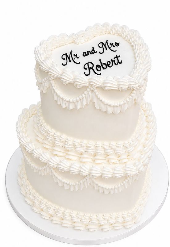 2 Tiered Vintage Heart Wedding Cake
