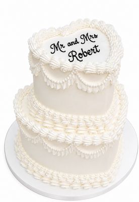 2 Tiered Vintage Heart Wedding Cake