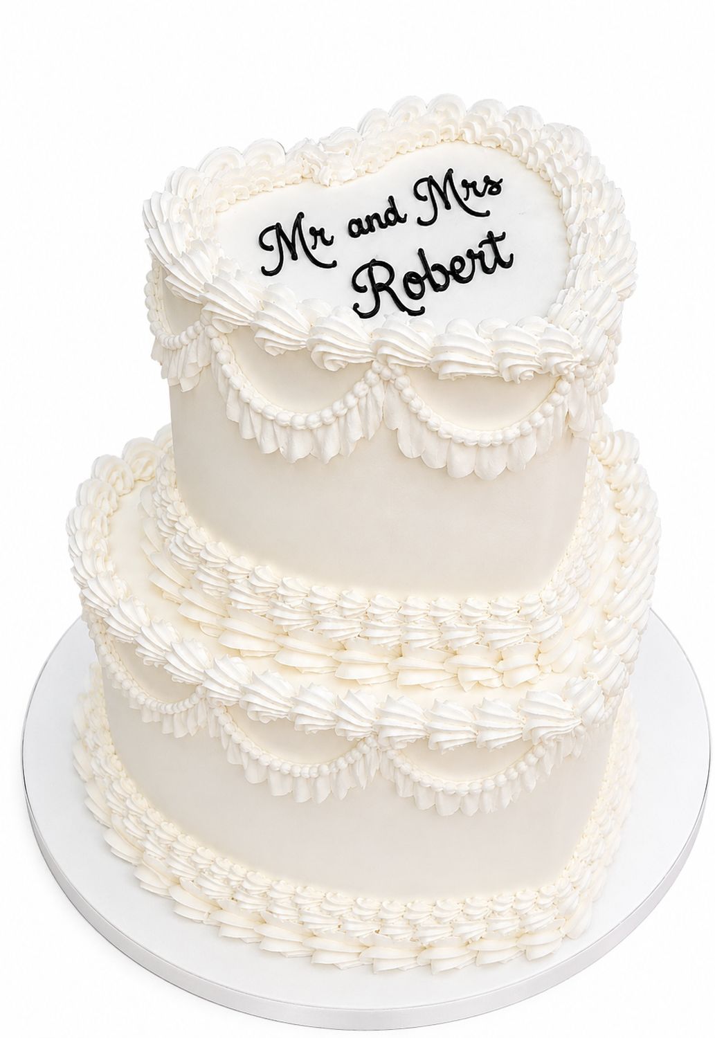 2 Tiered Vintage Heart Wedding Cake