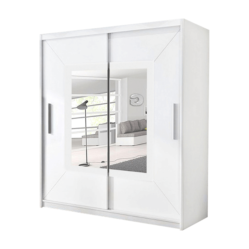 Venice Modern Double Mirror Sliding Door Wardrobe With LED Light