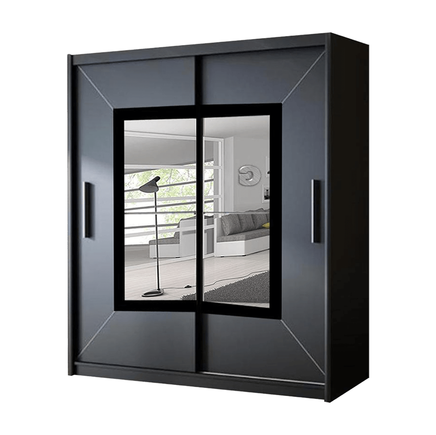 Venice Modern Double Mirror Sliding Door Wardrobe With LED Light