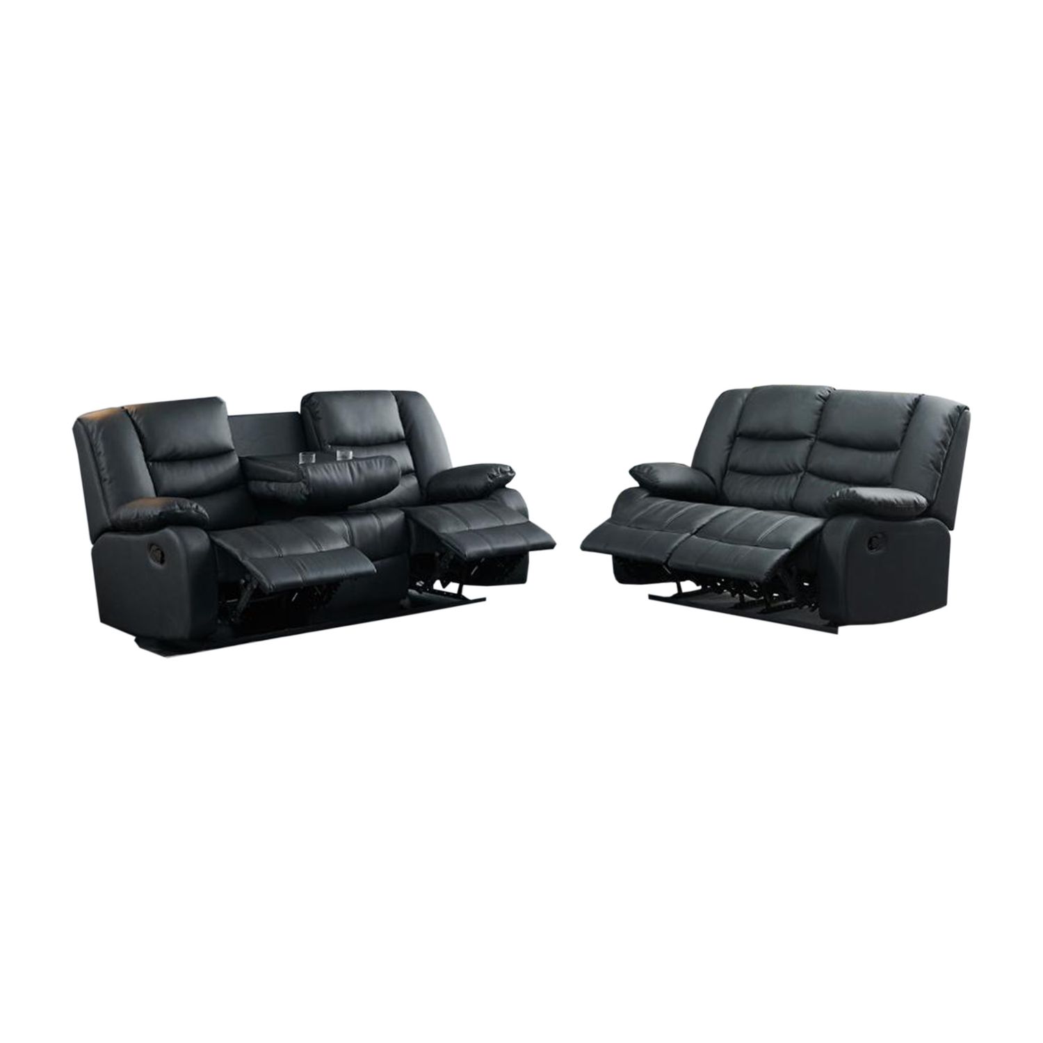 Roma Recliner 3 and 2 Seater Leather Sofa Set with Cup Holder