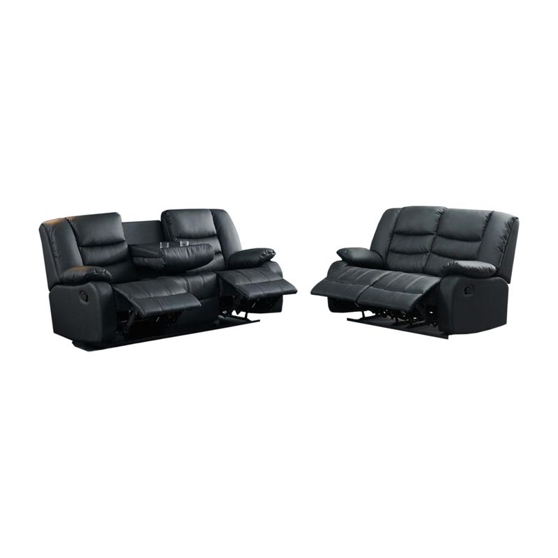 Roma Recliner 3 and 2 Seater Leather Sofa Set with Cup Holder