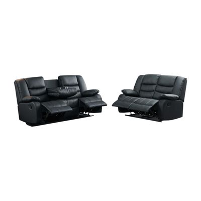 Roma Recliner 3 and 2 Seater Leather Sofa Set with Cup Holder