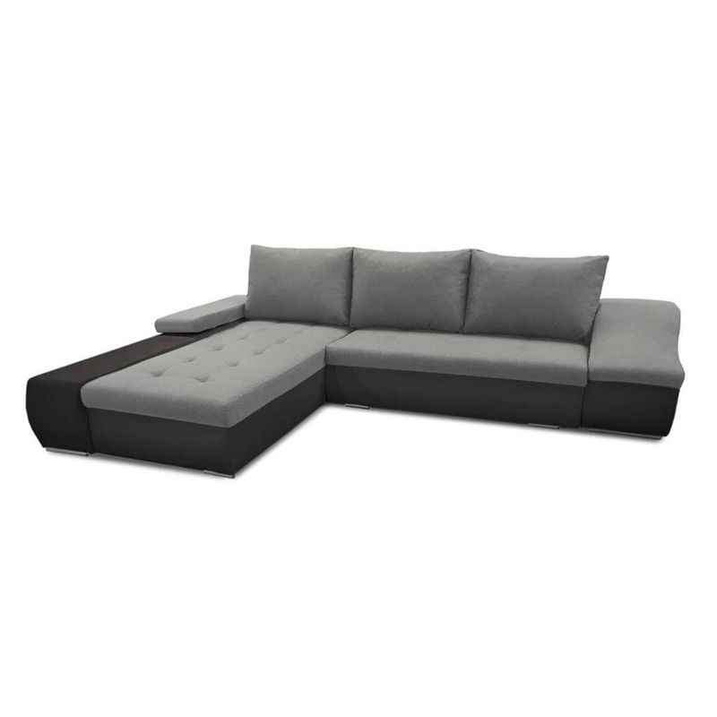 Toronto Corner Black/Grey Left and Right Arm Sofa Bed With Storage