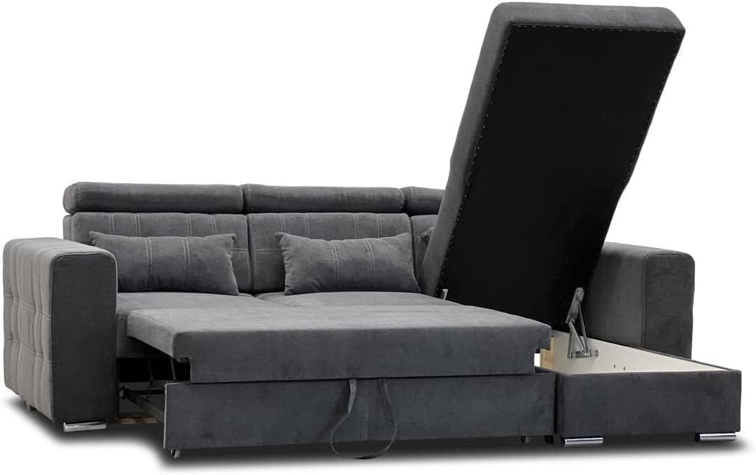 Luca Fabric Corner Universal Arm Sofa Bed With Storage