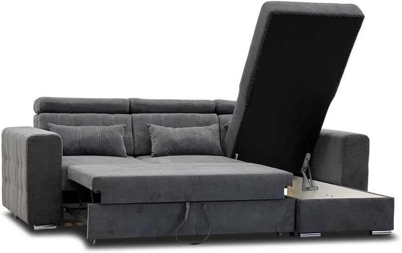 Luca Fabric Corner Universal Arm Sofa Bed With Storage