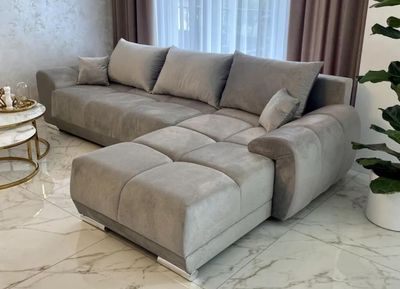 Enzo Corner Grey Left And Right Arm Sofa Bed With Storage