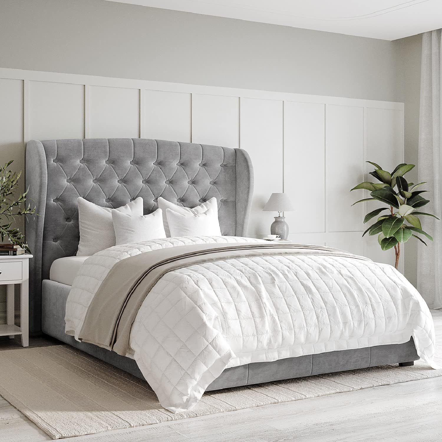 Safina Winged Bed Frame Available in Double King  Super King With Gas Lift Option