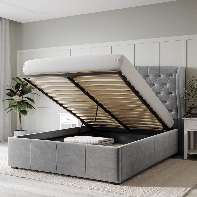Safina Winged Bed Frame Available in Double King  Super King With Gas Lift Option