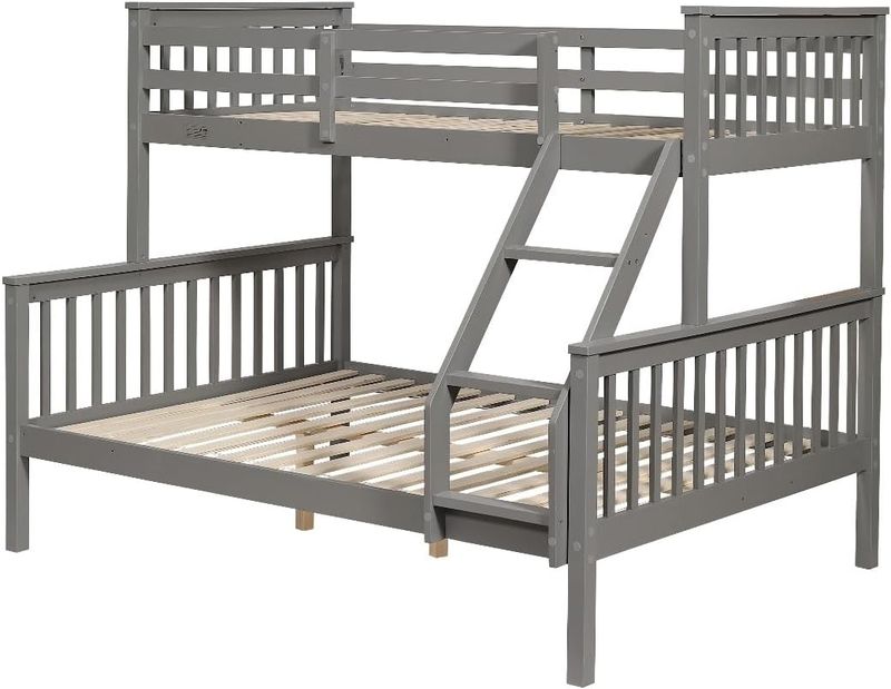 Elegant Pine Wood Heavy Duty and Sturdy Twin/Triple Sleeper Solid Wooden Bunk Bed Frame, Versatile and Detachable