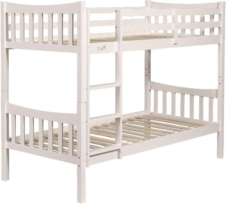Elegant Pine Wood Heavy Duty and Sturdy Twin/Triple Sleeper Solid Wooden Bunk Bed Frame, Versatile and Detachable
