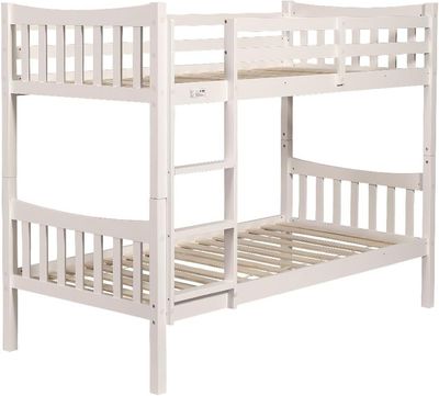 Elegant Pine Wood Heavy Duty and Sturdy Twin/Triple Sleeper Solid Wooden Bunk Bed Frame, Versatile and Detachable