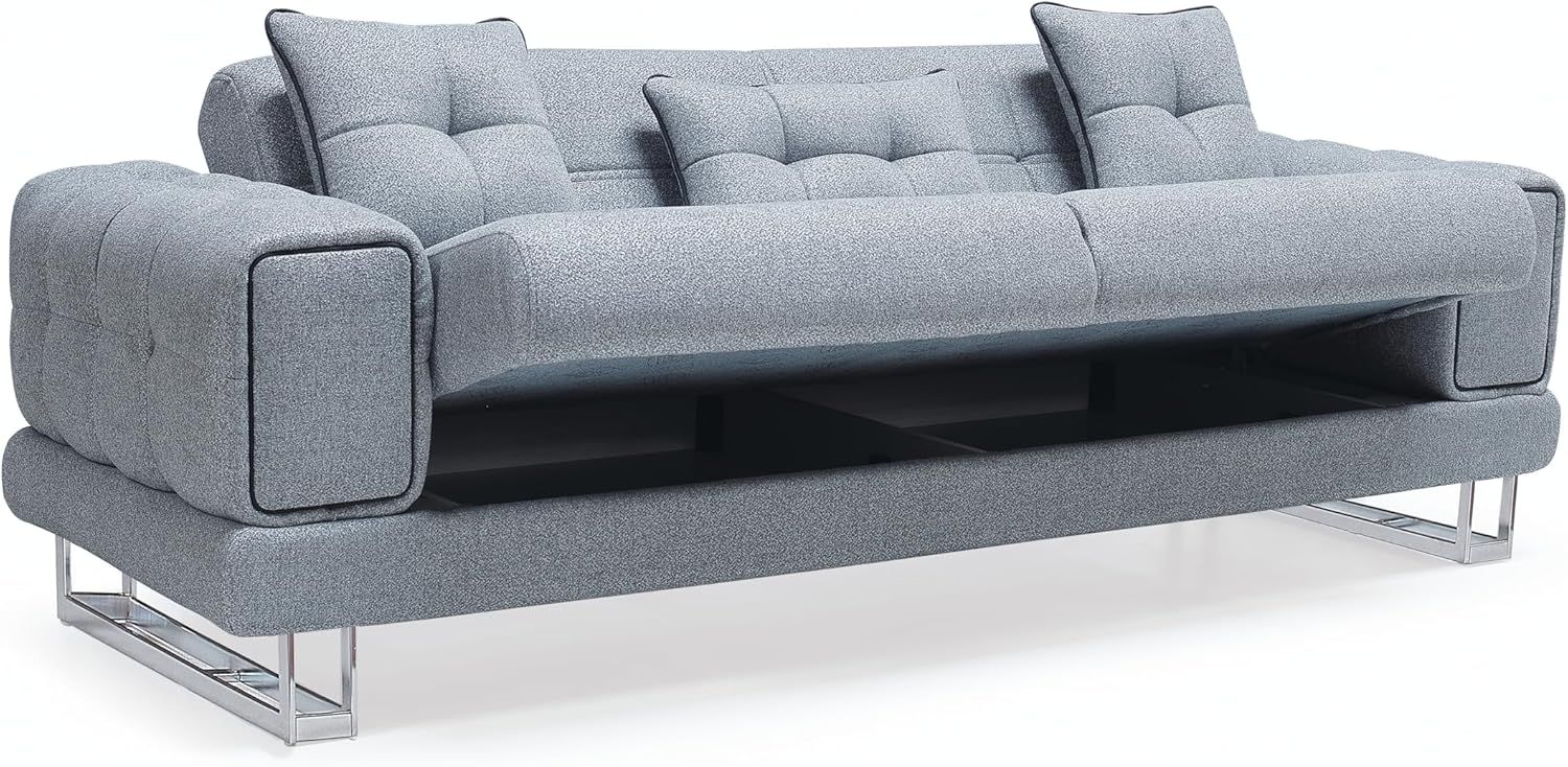 Rose 3+2+1 Seater Upholstery Fabric Sofa For Living Space - Solid Wood And Plywood-MDF Construction - Grey and Cream Colour