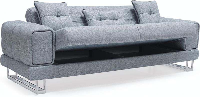Rose 3+2+1 Seater Upholstery Fabric Sofa For Living Space - Solid Wood And Plywood-MDF Construction - Grey and Cream Colour