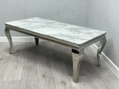 Clara Coffee Table Marble  With Silver Frame Colours Available