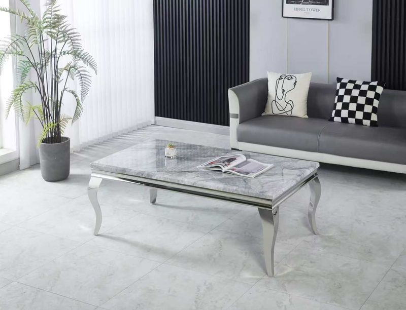 Clara Coffee Table Marble  With Silver Frame Colours Available