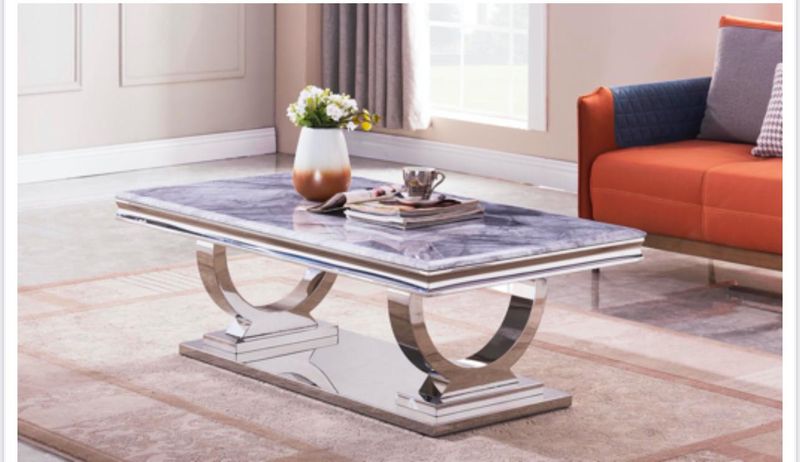 Mowana Coffee Table Marble  With Silver Frame Colours Available