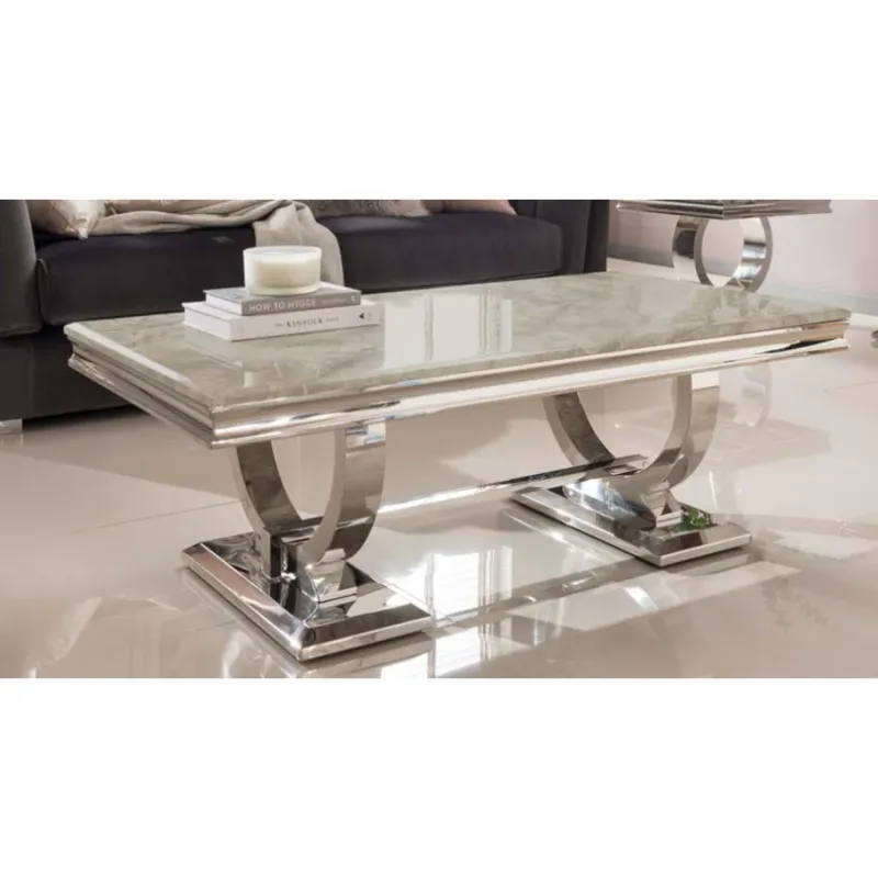 Mowana Coffee Table Marble  With Silver Frame Colours Available